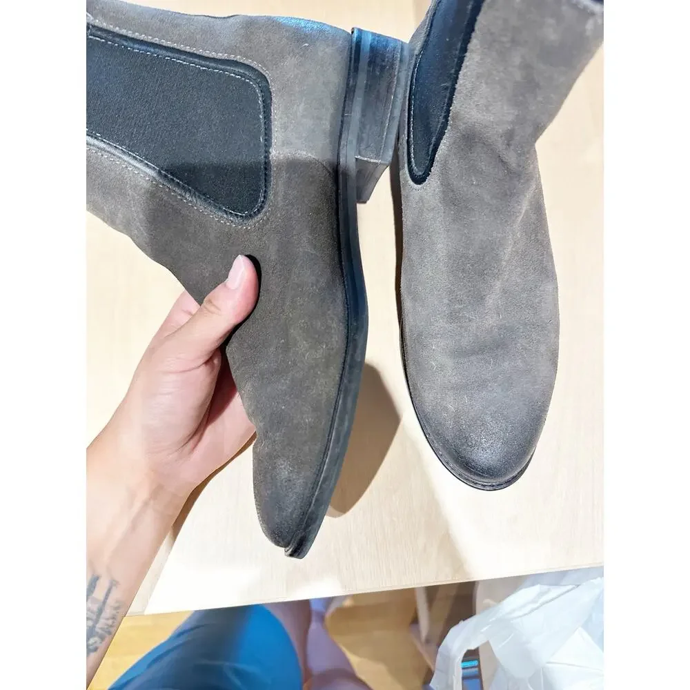 Thursday Boot Co Duchess Suede Chelsea Ankle Boots Grey Leather sz 9